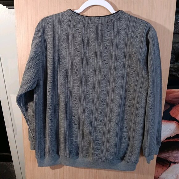 Jenny Buchanan PM Gray Pullover Sweater Embroidered Floral Patchwork Long Sleeve - Picture 6 of 6